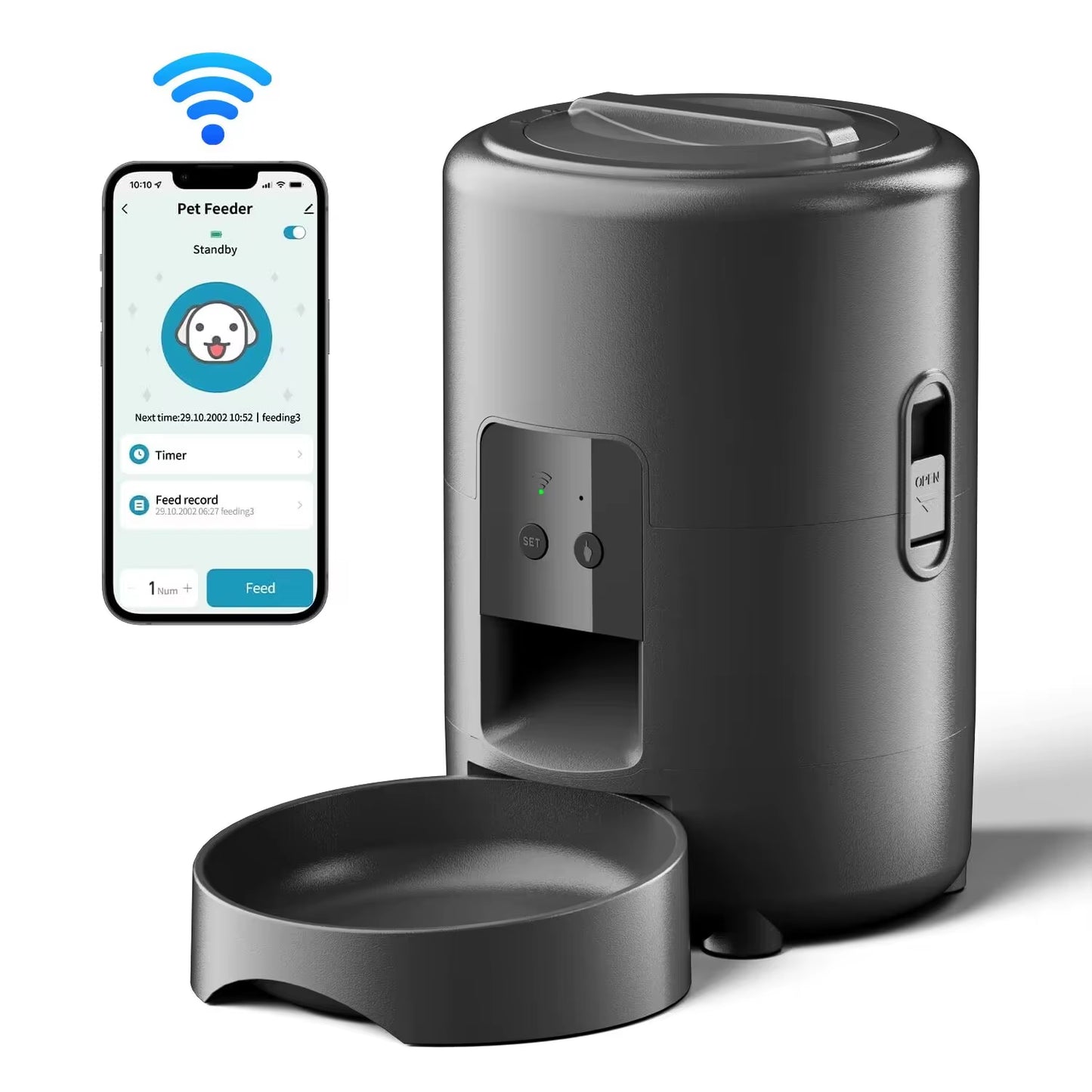 2L Automatic Smart WIFI Button Cat Feeder Pet Food Dispenser for Dry Food Cat Dogs Kibble Dispenser Pet Food Bowl