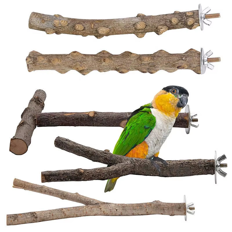 Parrot Perch Bird Cage Accessories, Bird Wooden Branches, Tree Branches, Bird Standing Rods, Standing Rods Set, Bird Toys
