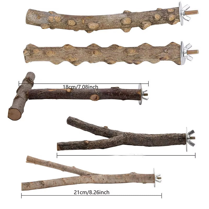Parrot Perch Bird Cage Accessories, Bird Wooden Branches, Tree Branches, Bird Standing Rods, Standing Rods Set, Bird Toys