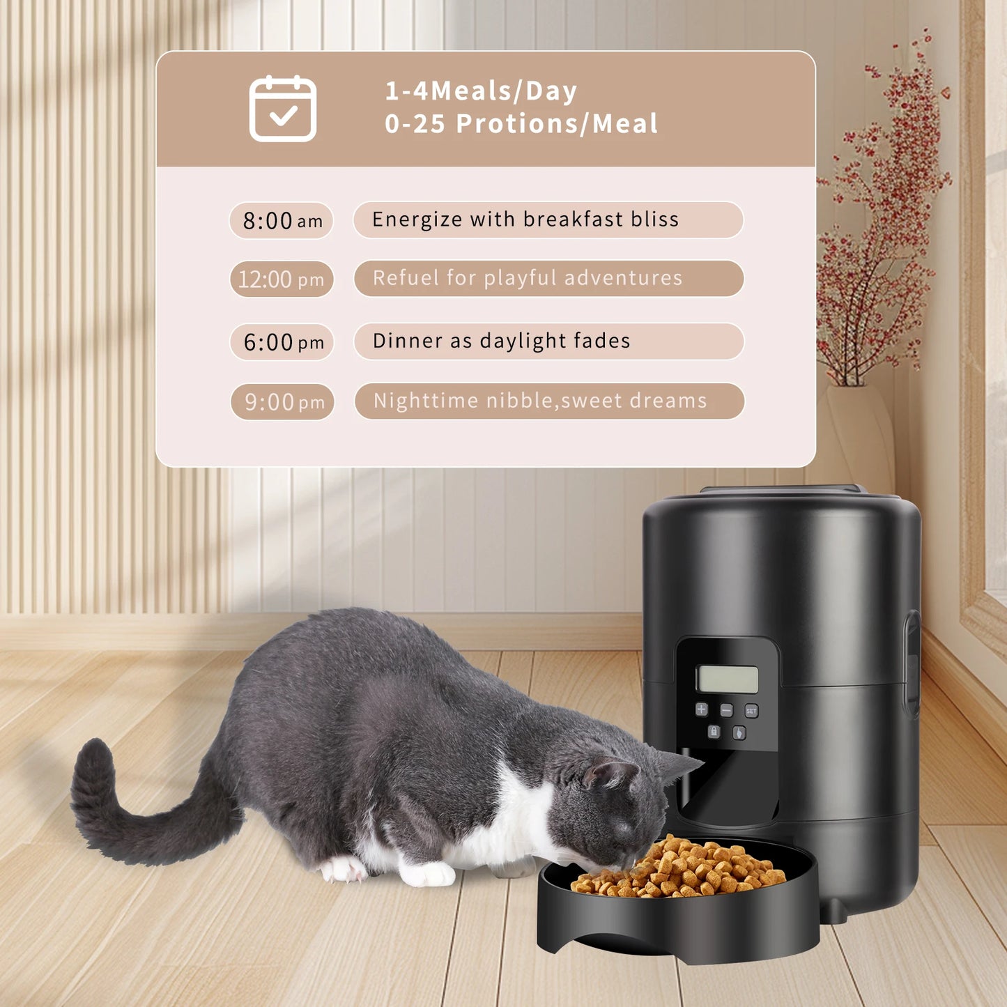 2L Automatic Smart WIFI Button Cat Feeder Pet Food Dispenser for Dry Food Cat Dogs Kibble Dispenser Pet Food Bowl
