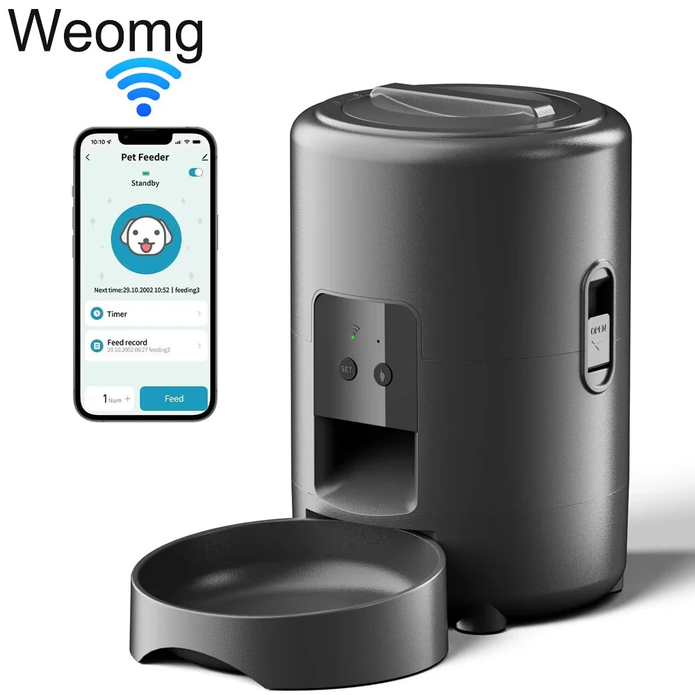 2L Automatic Smart WIFI Button Cat Feeder Pet Food Dispenser for Dry Food Cat Dogs Kibble Dispenser Pet Food Bowl