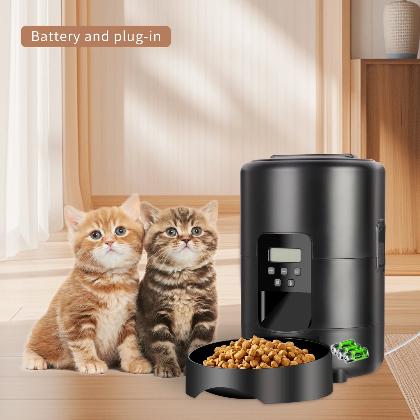 2L Automatic Smart WIFI Button Cat Feeder Pet Food Dispenser for Dry Food Cat Dogs Kibble Dispenser Pet Food Bowl