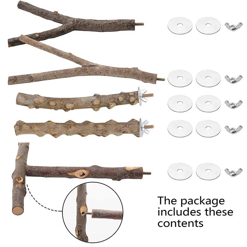 Parrot Perch Bird Cage Accessories, Bird Wooden Branches, Tree Branches, Bird Standing Rods, Standing Rods Set, Bird Toys