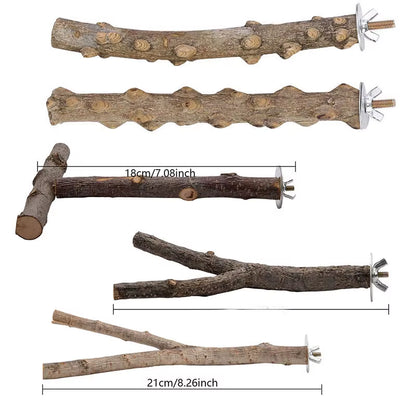 Parrot Perch Bird Cage Accessories, Bird Wooden Branches, Tree Branches, Bird Standing Rods, Standing Rods Set, Bird Toys